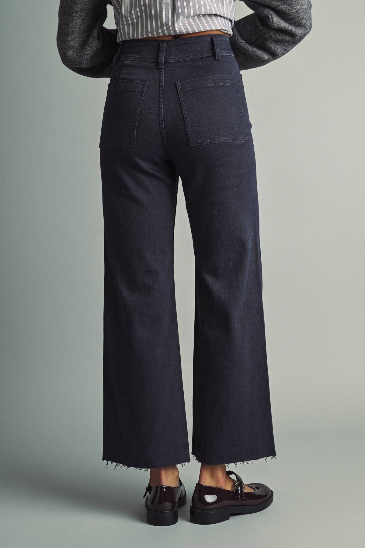 Faded Navy Wide Leg Patch Pocket Pant