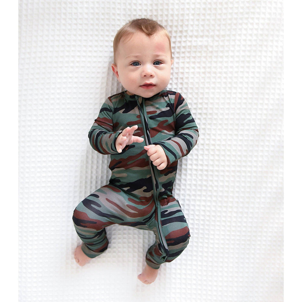 Bamboo Baby Pajama Sleepies Little Baby Zip Camo