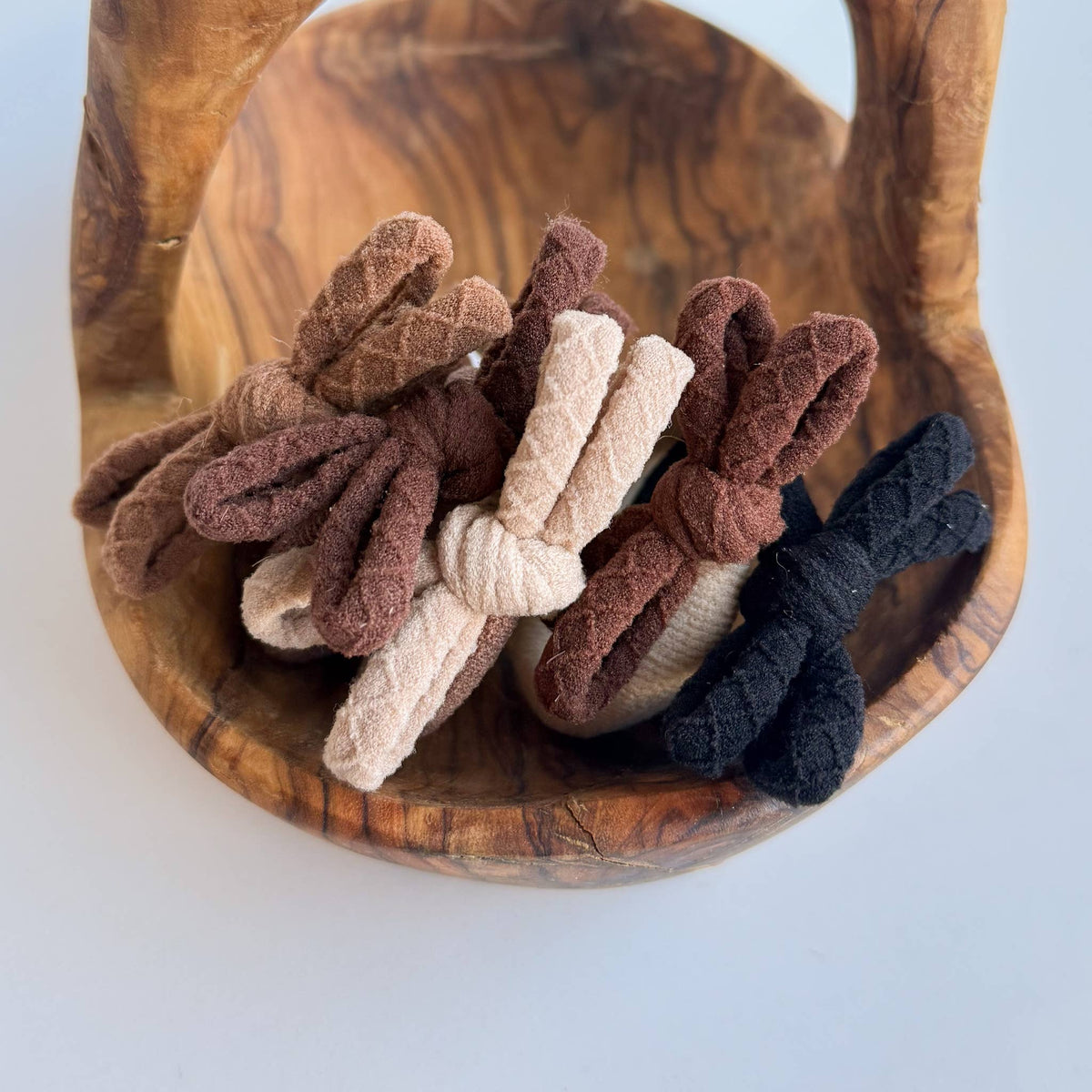 Neutral Seamless Bow Hair Ties (Set of 5)