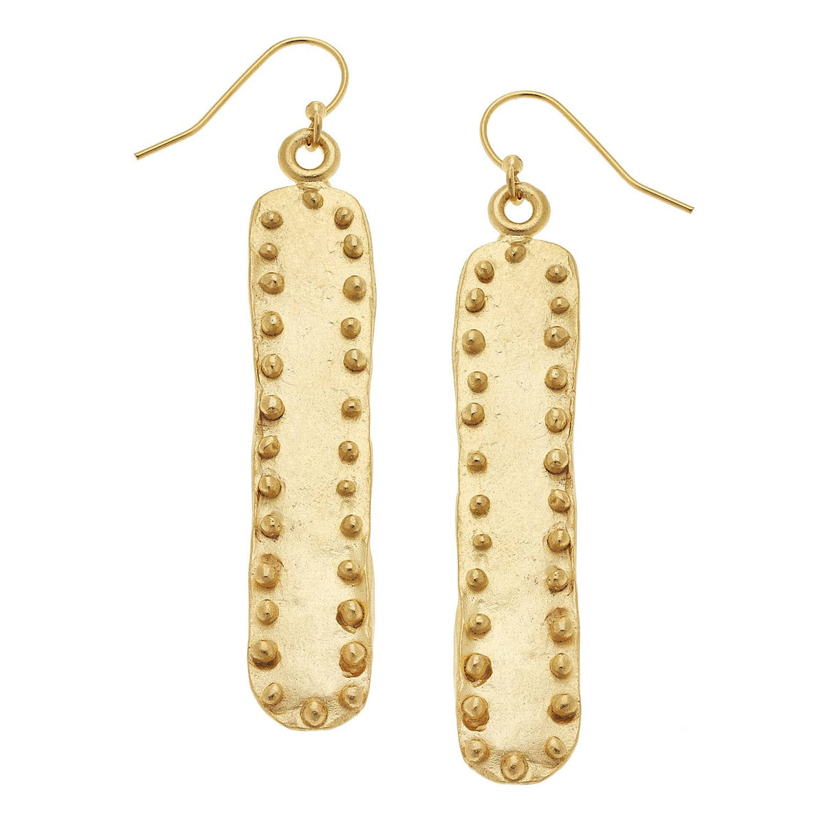 Large Gold Bar with Dots Earrings