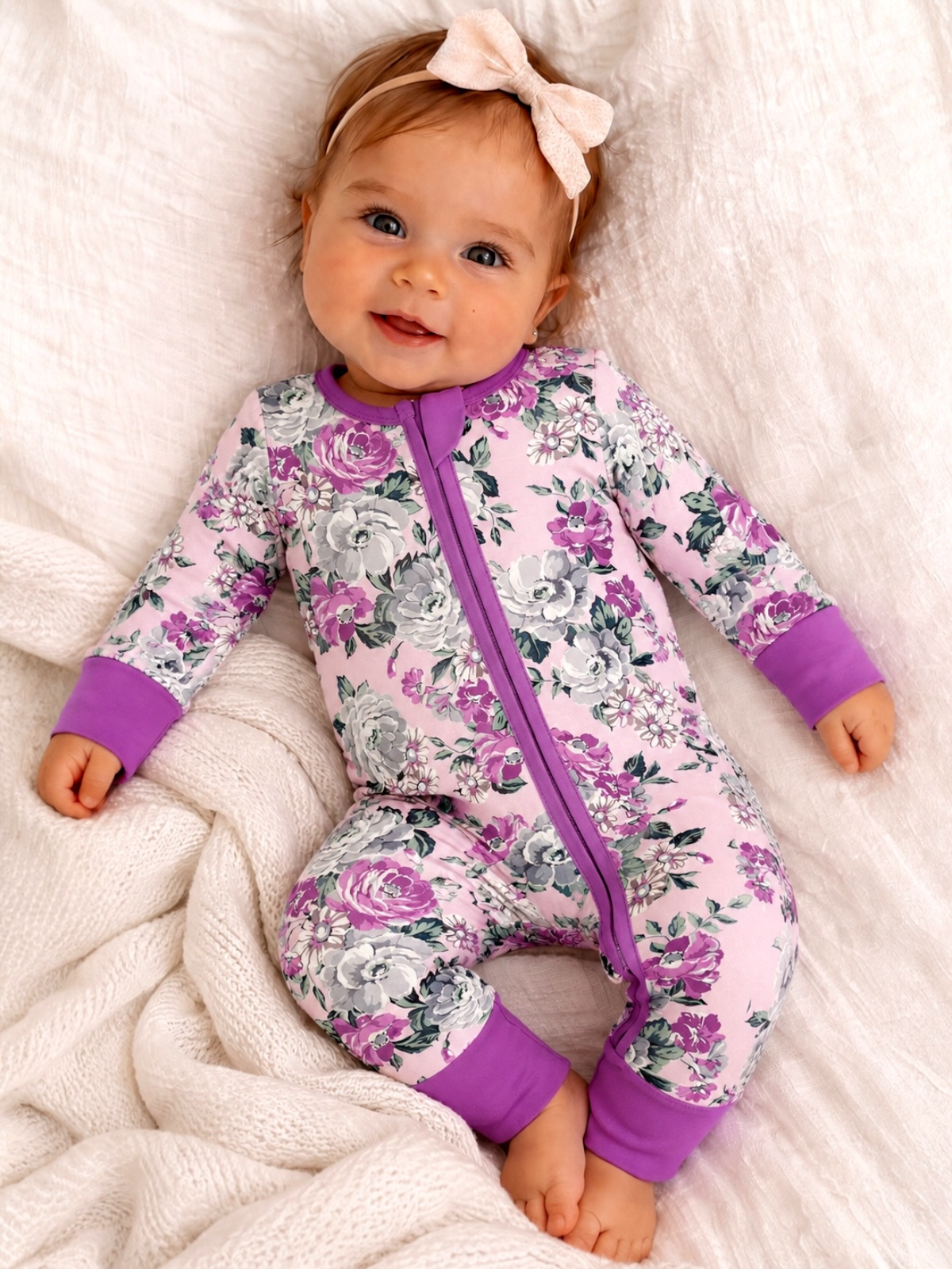 2-Way Zip Romper, Blissful Blossoms