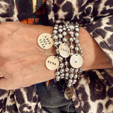 Bushed Stainless Steel & Brass Coin Tag Bracelets