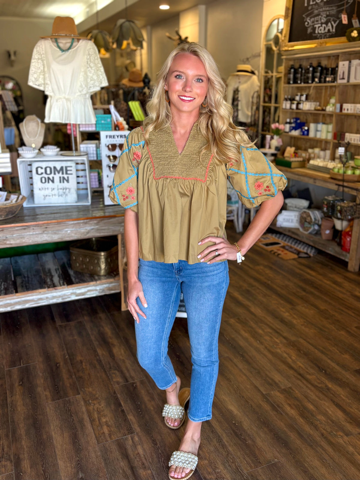 Green Cotton Poplin Top