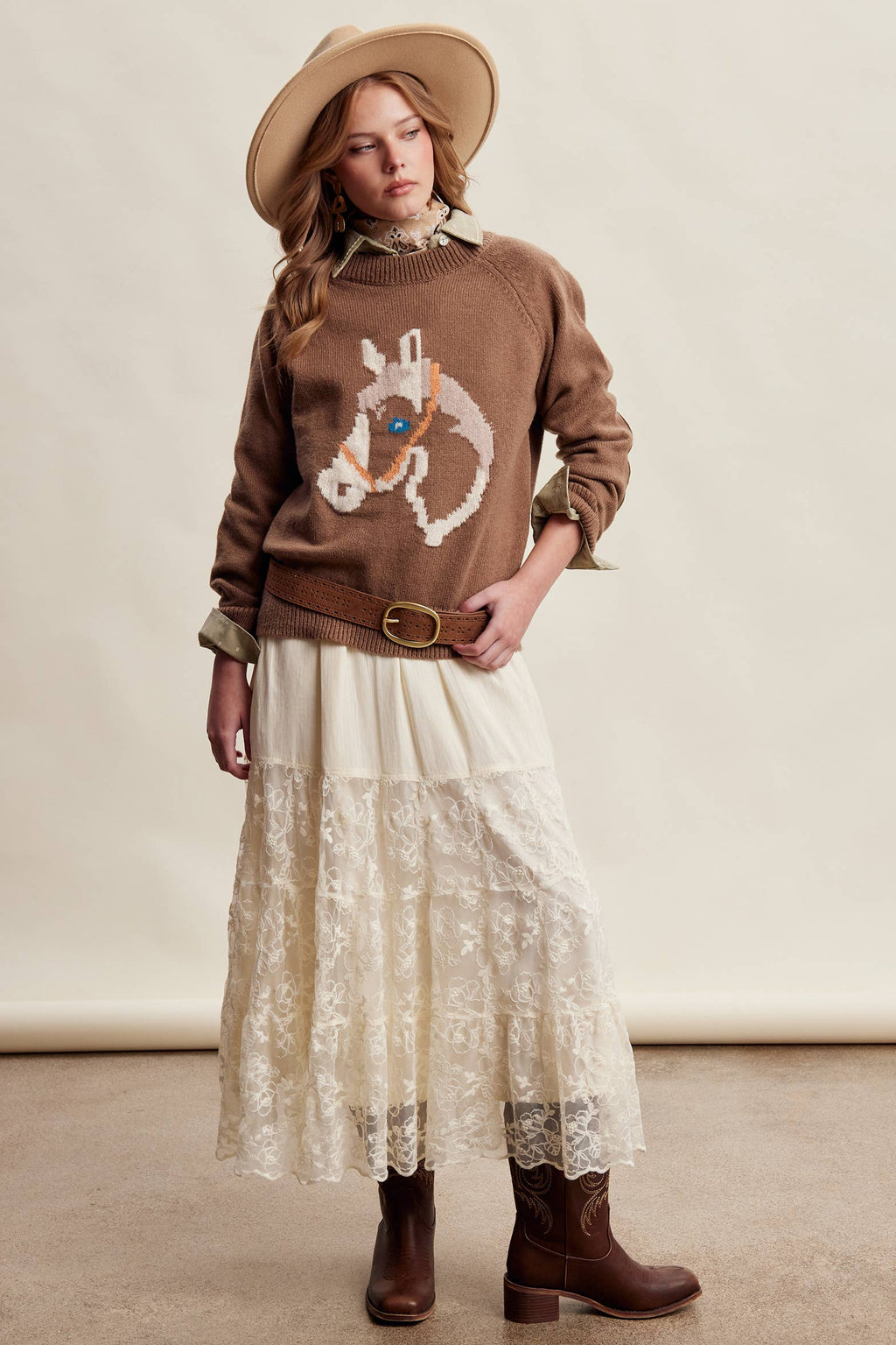 Horse Intarsia Knit Sweater