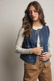 Braided Trim Denim Vest