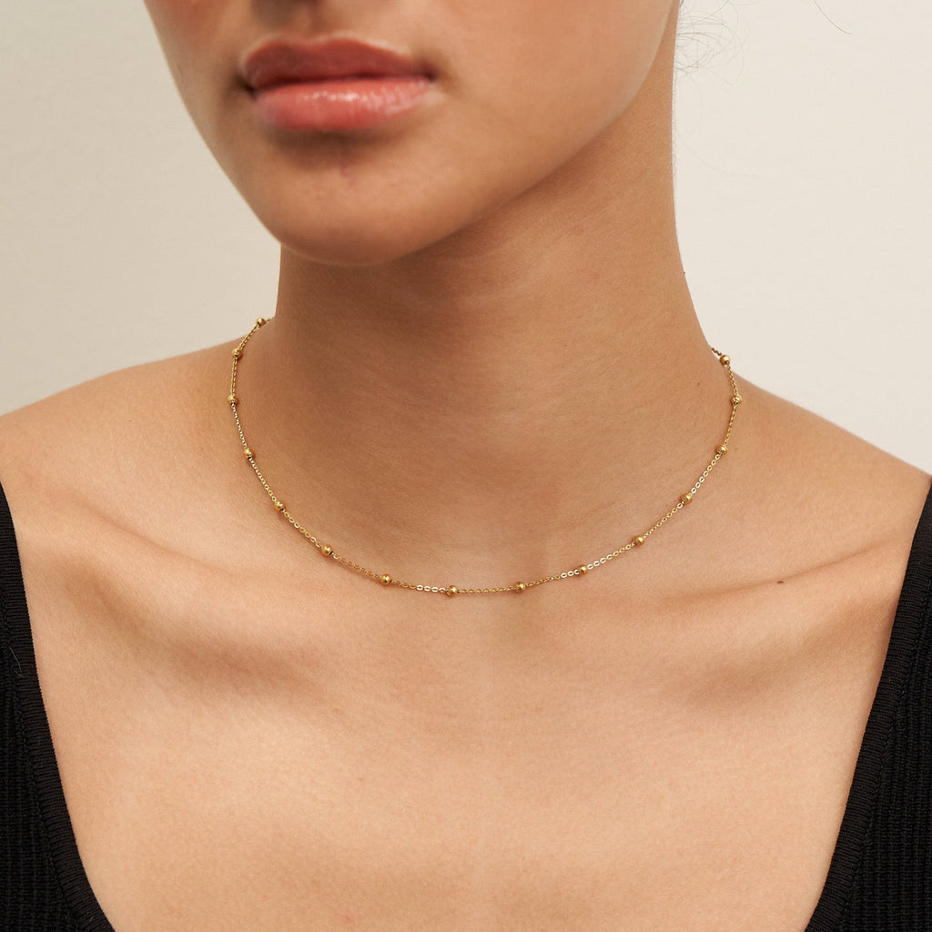 Waterproof Dotted Gold Necklace Chain