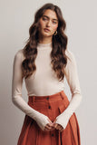 Stretch Ribbed Mock Neck Top