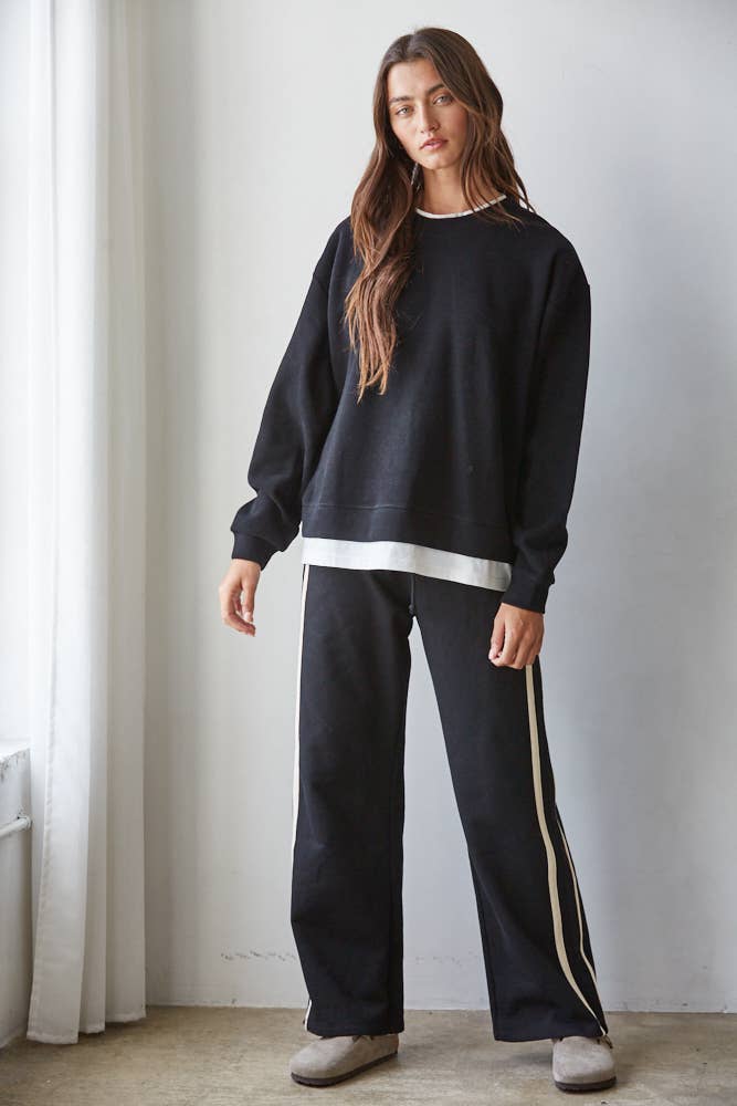Cotton Polyester Crew Neck Sweatshirt Top