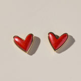 Red Coral Sweetheart Studs