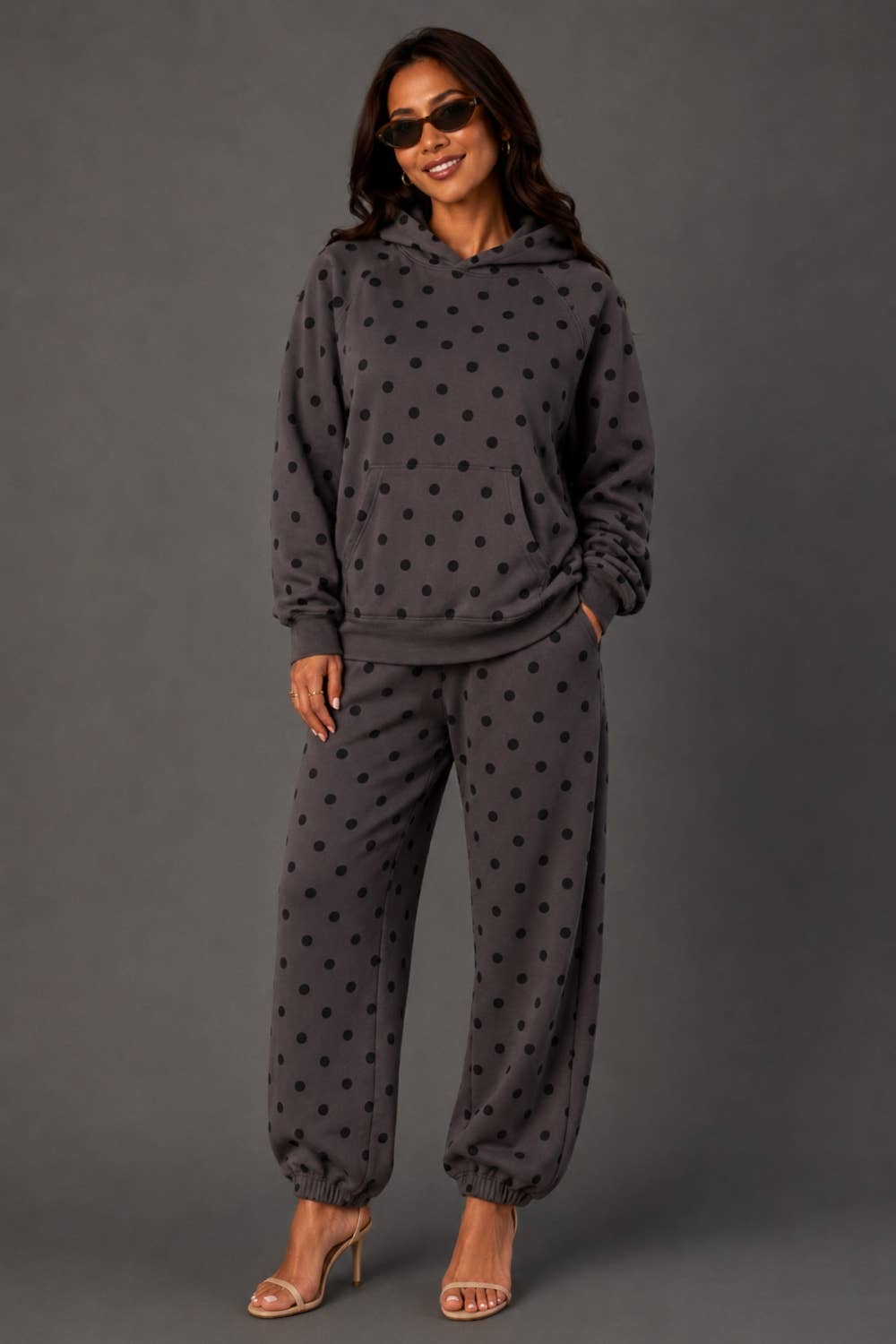 Dk. Gray & Black Polka Dot Hooded Sweatshirt