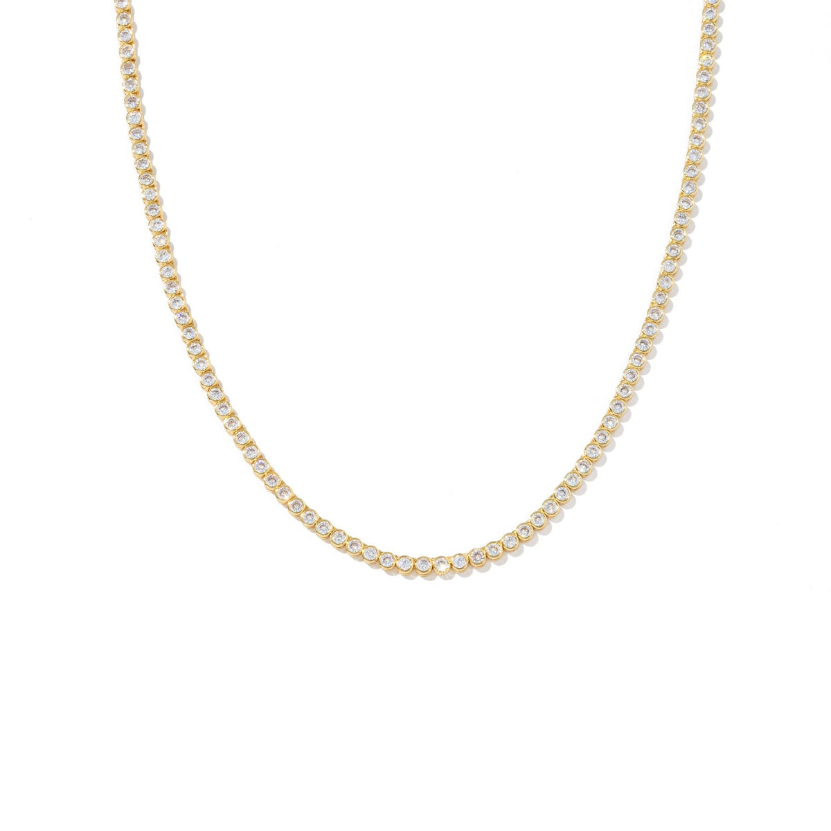 18K Gold Round Brilliant Tennis Necklace