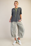 Washed Waffle Knit Pocket Top