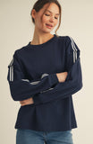 Stripe Contrast Comfy Sweatshirt