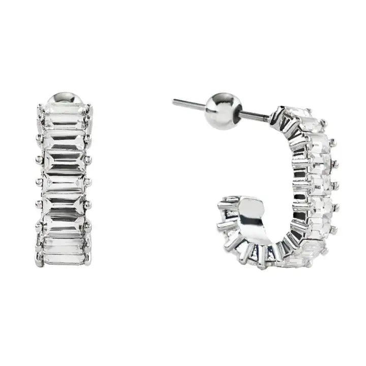 18K Gold Squared Brilliant Hoops 486