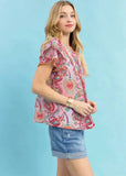 Paisley Ruffle Sleeve Top