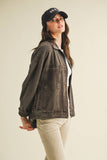 Coffee Vintage Wash Pleated Back Jacket