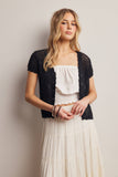 Open-Knit Short-Sleeve Crochet Cardigan Top