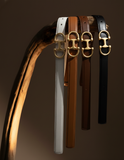 Horsebit Buckle Equestrian Stitched Suede/Napa Leather Belt