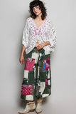 Batwing Sleeve Button Down Solid Crochet Cardigan Top