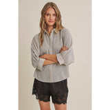 Micro Plaid Dolman Button Up Top