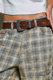 Western-Inspired Floral Embossed Genuine Leather Belt