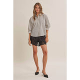 Micro Plaid Dolman Button Up Top