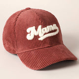 MAMA 3D Embroidered Fuzzy Patch Corduroy Cap