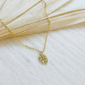 Kara Tozer Dainty Gold Monstera Leaf Necklace