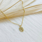 Kara Tozer Dainty Gold Monstera Leaf Necklace