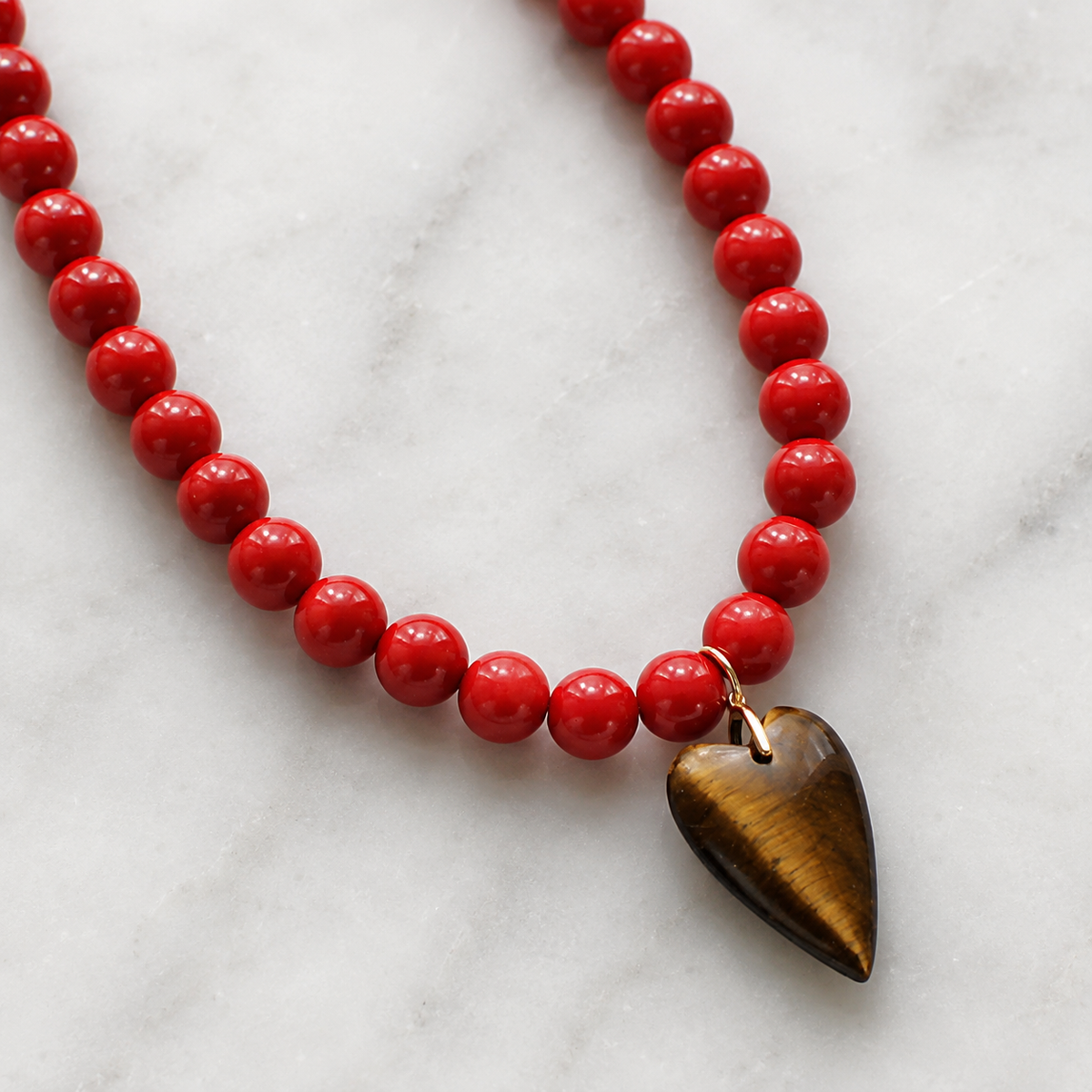 Scarlet Heart Beaded Necklace