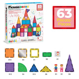 PicassoTiles 63pc Brick & Magnetic Tile Building Set