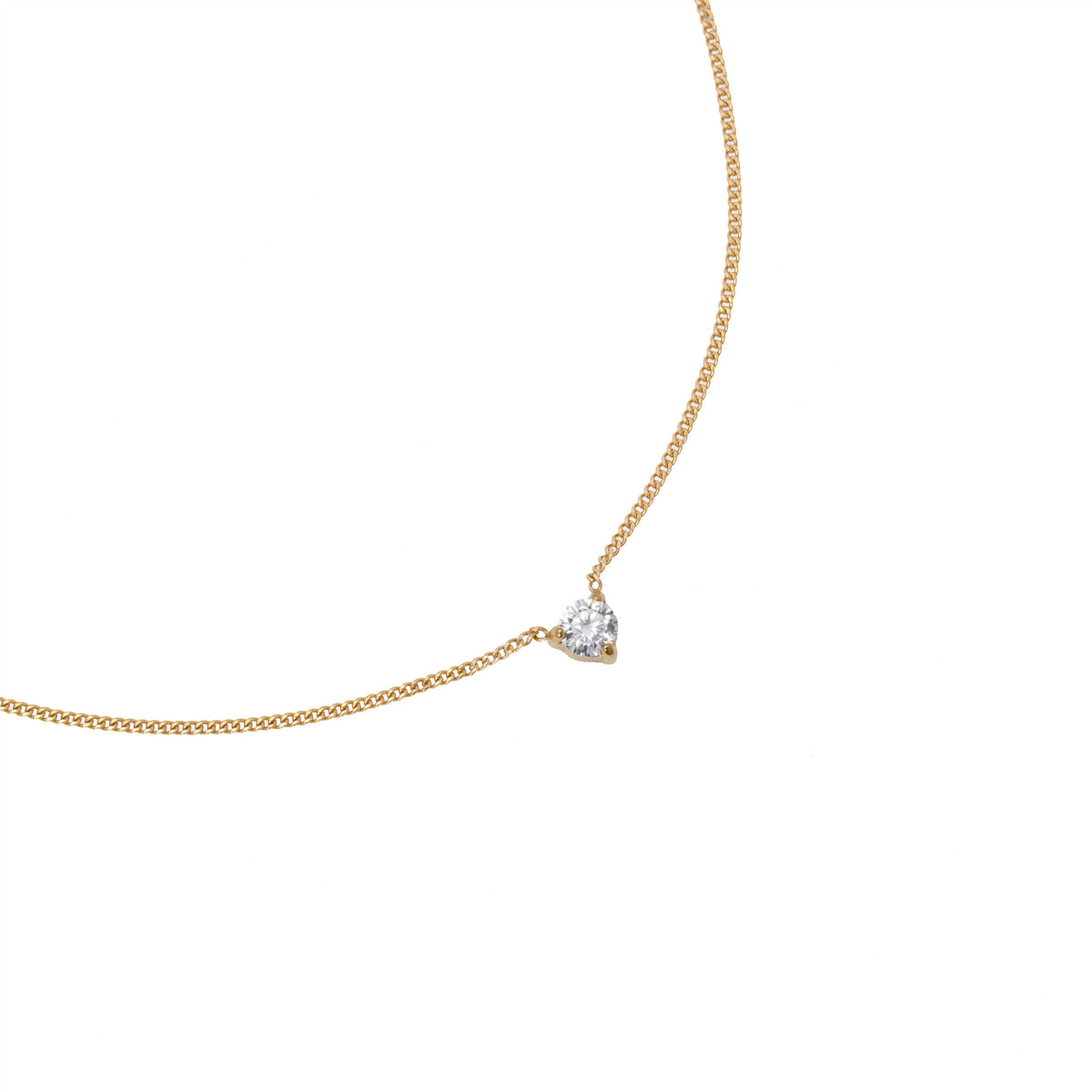 Waterproof 4mm Round Brilliant 5A CZ Solitaire Necklace