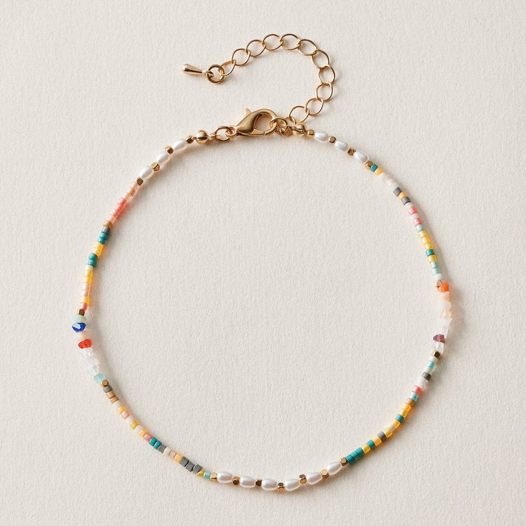 Colorful Beaded Pearl Anklet | Boho Summer Jewelry