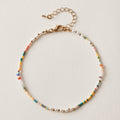 Colorful Beaded Pearl Anklet | Boho Summer Jewelry