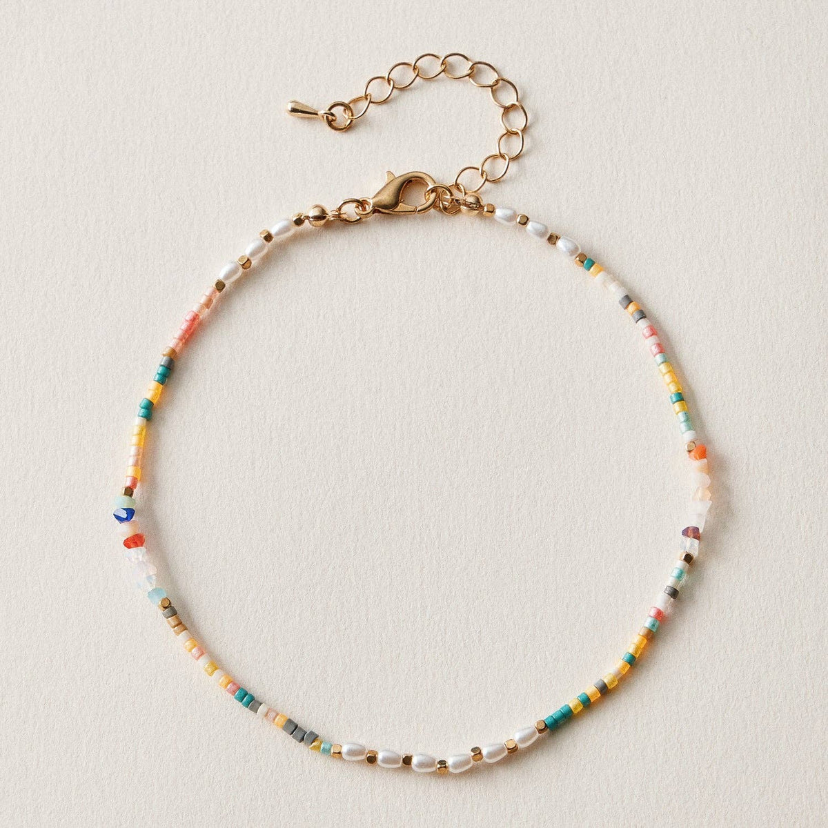 Colorful Beaded Pearl Anklet | Boho Summer Jewelry
