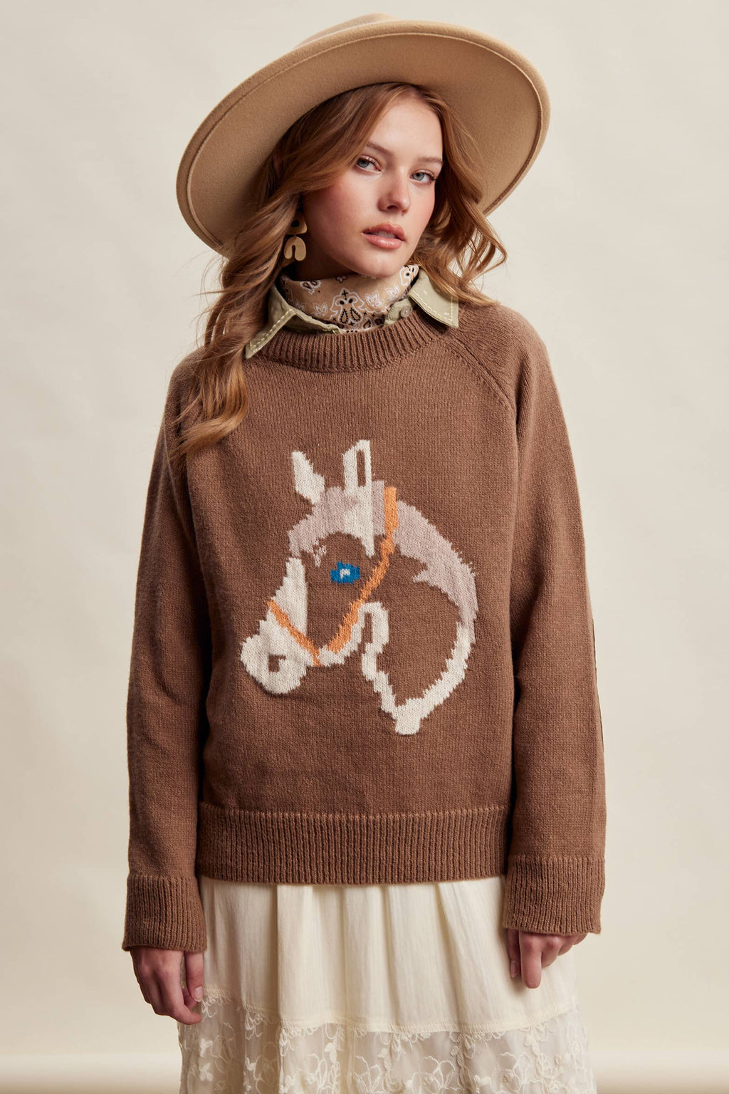 Horse Intarsia Knit Sweater