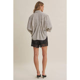 Micro Plaid Dolman Button Up Top