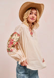 Woven Top with Embroidery