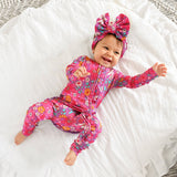 Posie RUFFLE ZIP Bamboo One Piece Floral Baby Outfit