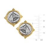 Gold and Silver Intaglio Horse Pierced Earrings