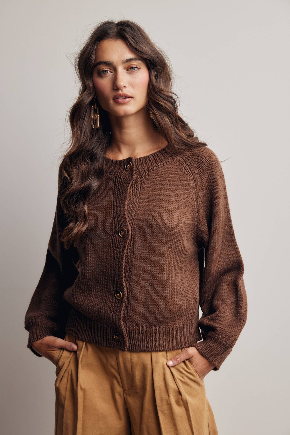 Classic Knit Button Front Cardigan