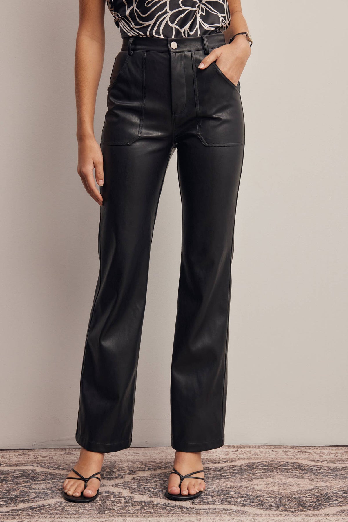 Faux Leather Straight Leg Pants