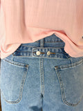 Mid Rise Pleated Wide Leg Denim Jeans