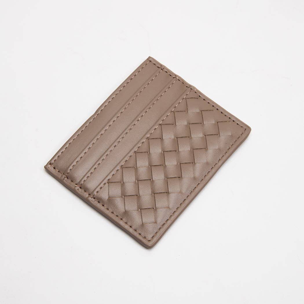 Vegan Leather Woven Braided Card Wallet