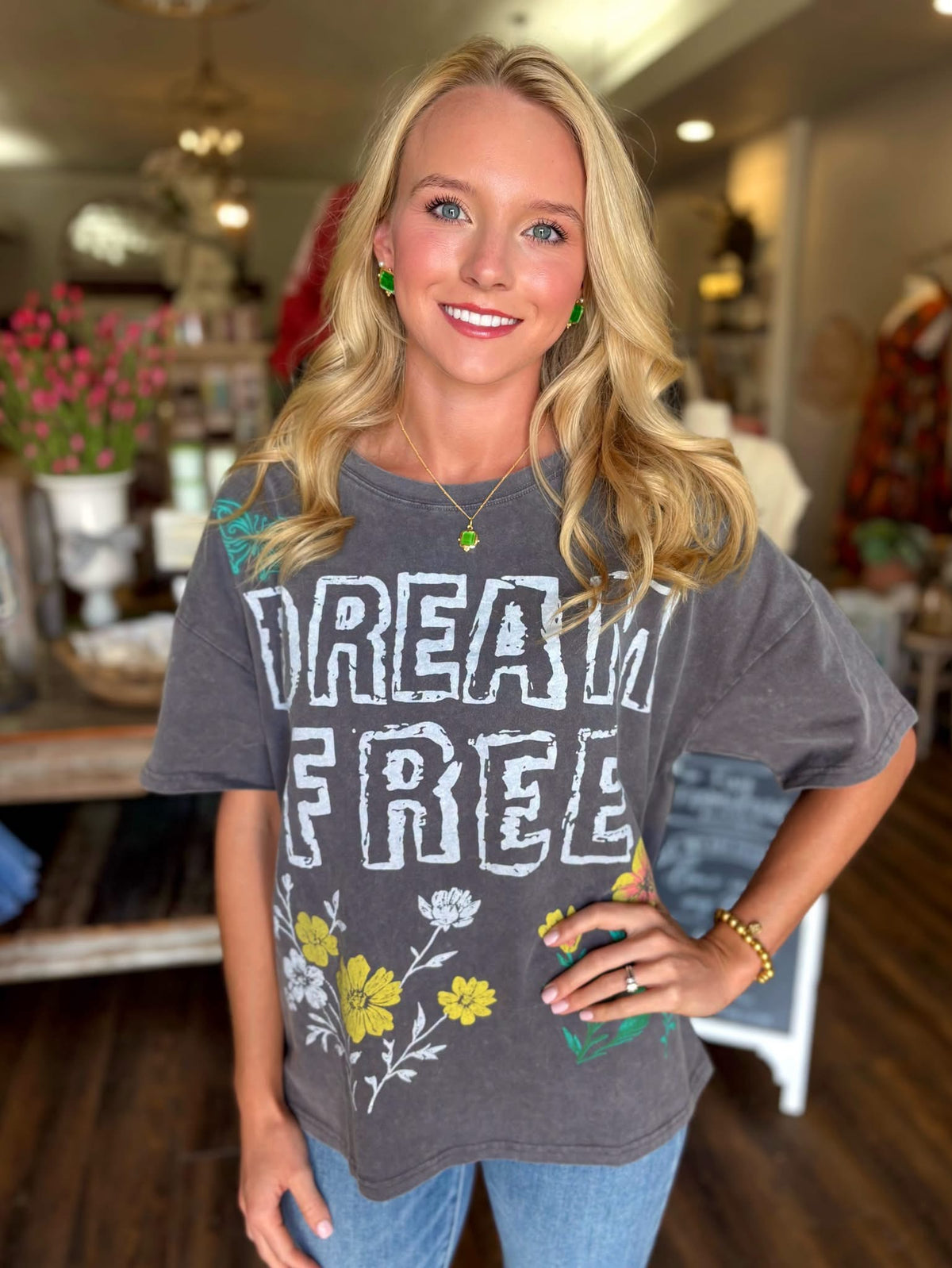 Dream Free Mineral Wash Graphic Top