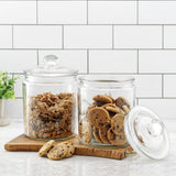 JoyFul Round Glass Cookie Jar with Airtight Lids (67 oz)