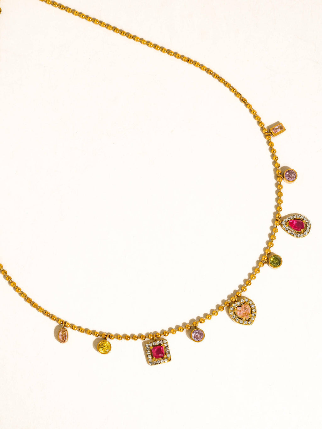 Daiselle 18K Gold Non-Tarnish Colorful CZ Charm Necklace