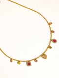 Daiselle 18K Gold Non-Tarnish Colorful CZ Charm Necklace