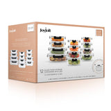 12 Piece Glass Kitchen Storage Containers with Lids - Black