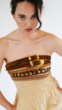 Suede Belt with Gold Curve Buckle